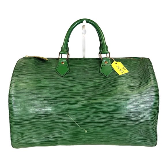 Authentic Louis Vuitton Satchel Bag Speedy 35 Green Epi Used LV Handbag Vintage - Picture 2 of 13
